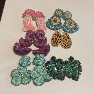 Colorful Beaded Statement Earrings Set